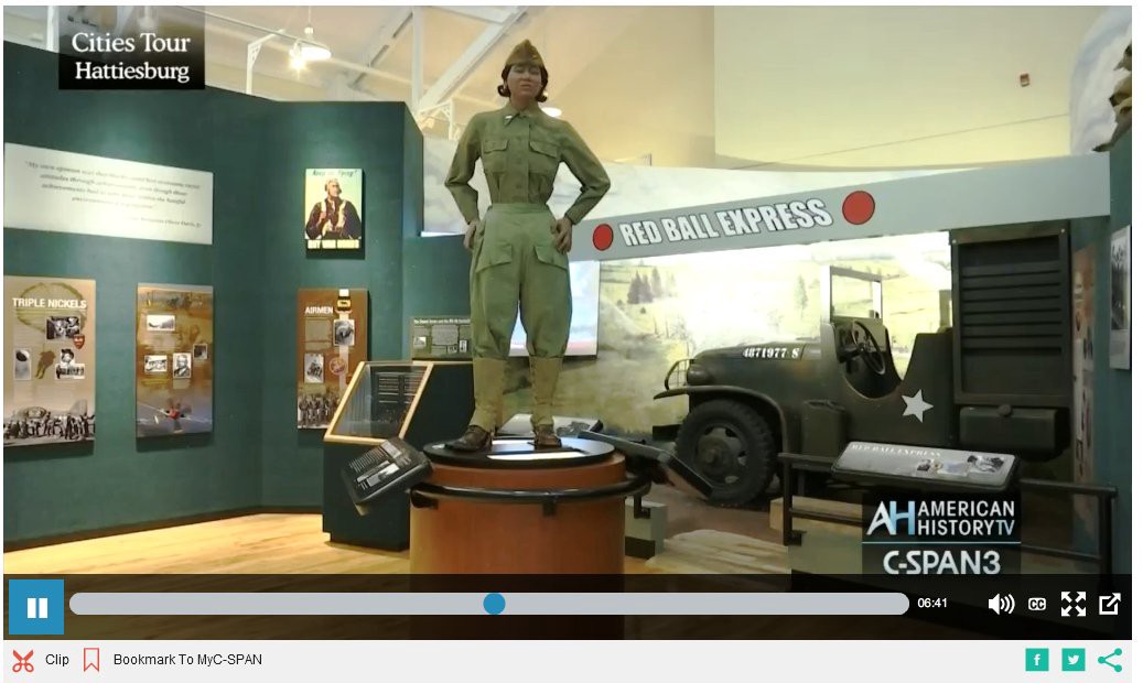 Ruth Bailey Earl and Cathay Williams at the African American Military History Museum in Hattiesburg, MS